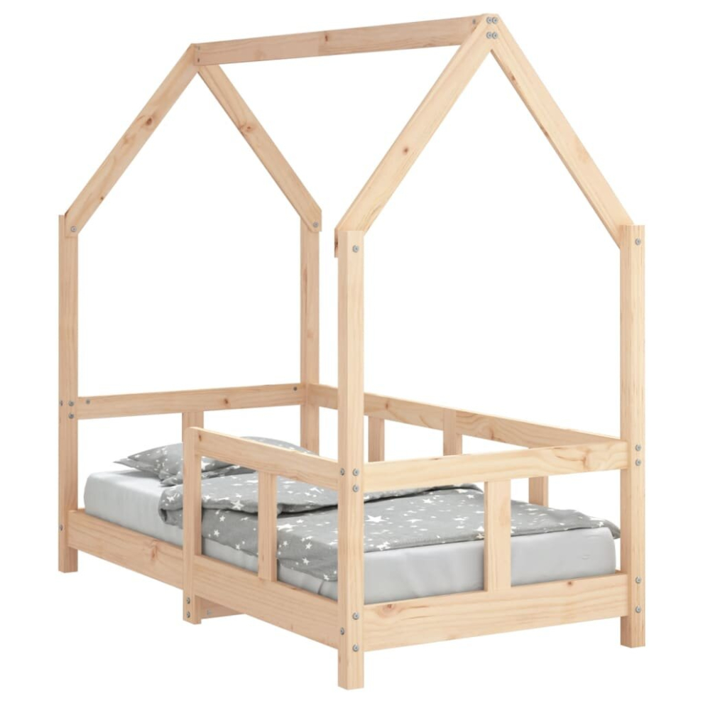 Vidaxl (Brown, 70 X 140 Cm) Kids Bed Frame Bedstead Mattress Foundation 70X140 Cm Solid Wood Pine