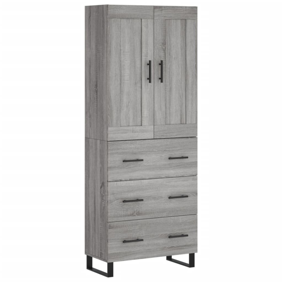 (grey sonoma, 3 drawers) vidaXL Highboard Sideboard Tall Storage Cabinet Side Cabinet Engineered Wood