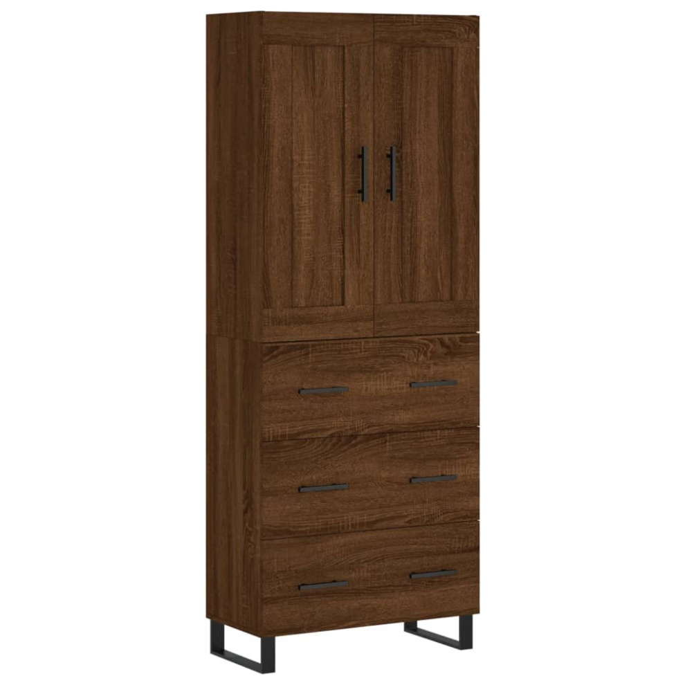 (brown oak, 3 drawers) vidaXL Highboard Sideboard Tall Storage Cabinet Side Cabinet Engineered Wood