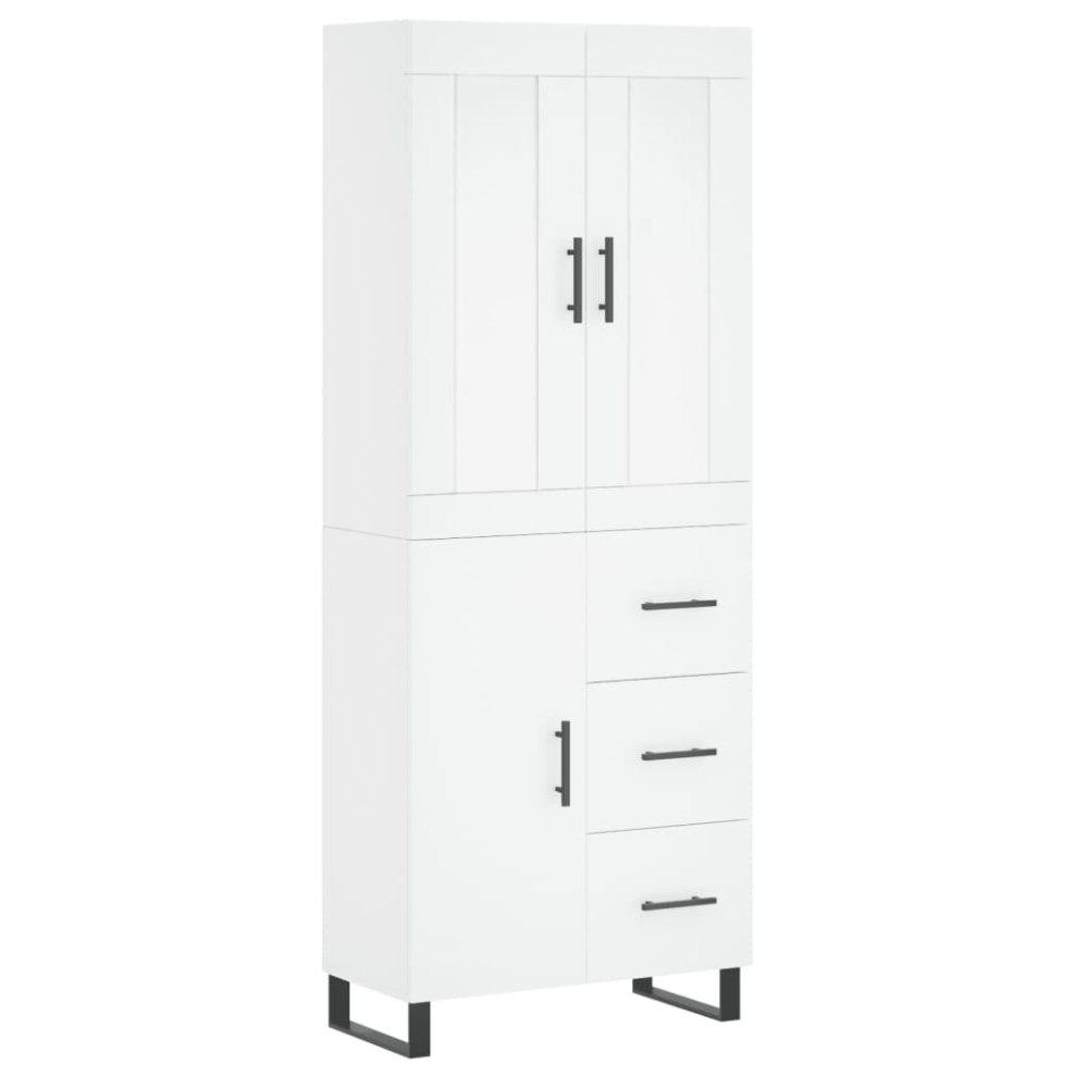 Vidaxl (White, 1 Door 3 Drawers) Highboard Sideboard Tall Storage Cabinet Side Cabinet Engineered Wood