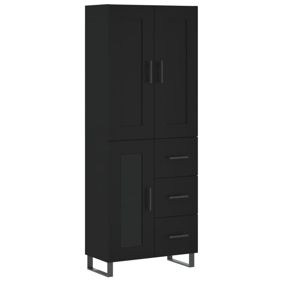 (black, 1 glass door 3 drawers) vidaXL Highboard Sideboard Tall Storage Cabinet Side Cabinet Engineered Wood