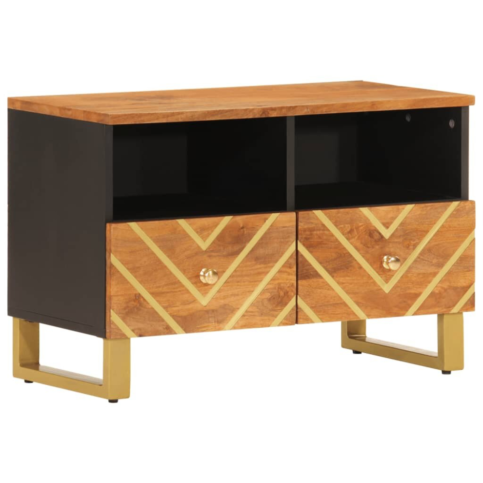 Vidaxl Tv Cabinet Tv Unit Cabinet Tv Stand Brown And Black Solid Wood Mango