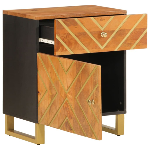 VidaXL vidaXL Bedside Cabinet Nightstand Bed Table Brown and Black Solid Wood Mango 2