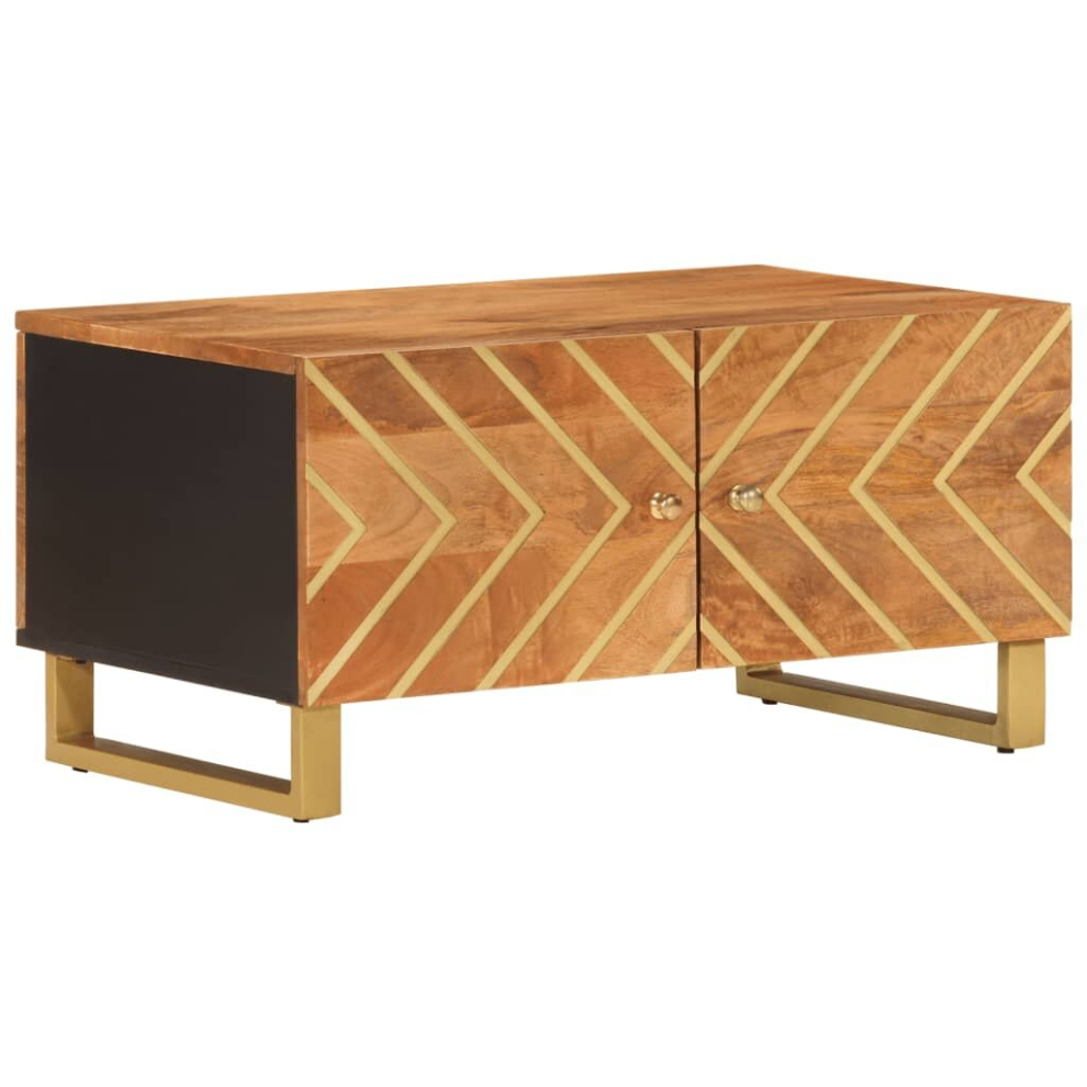 Vidaxl Coffee Table Tea Side Table Sofa Table Brown And Black Solid Wood Mango