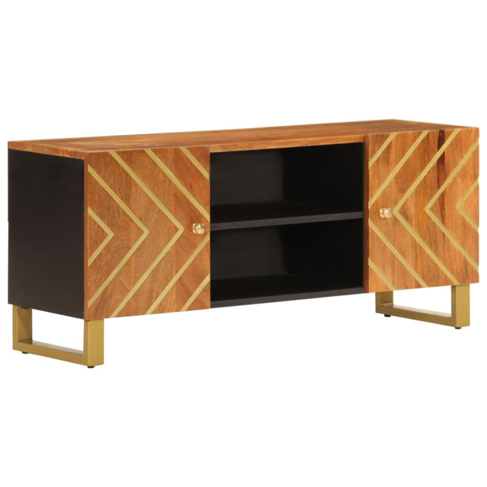 vidaXL TV Cabinet TV Unit Cabinet TV Stand Brown and Black Solid Wood Mango