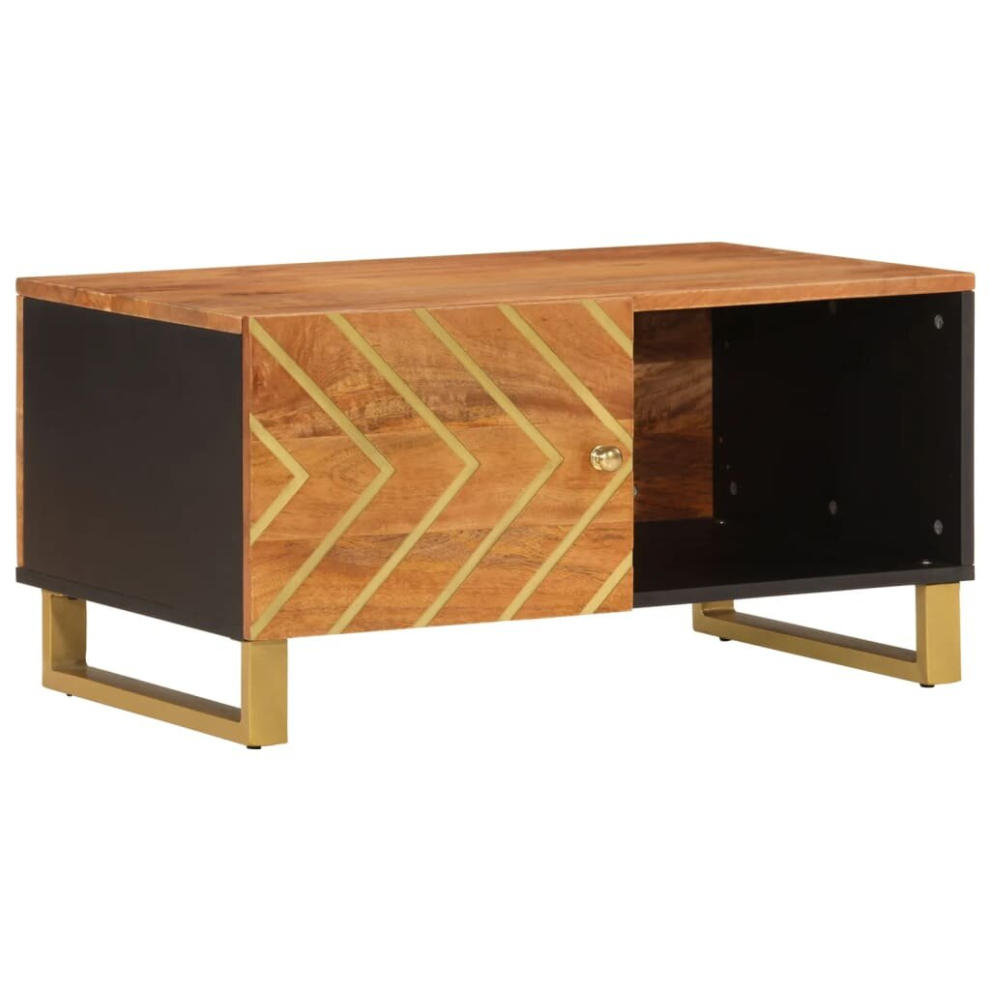Vidaxl Coffee Table Tea Side Table Sofa Table Brown And Black Solid Wood Mango