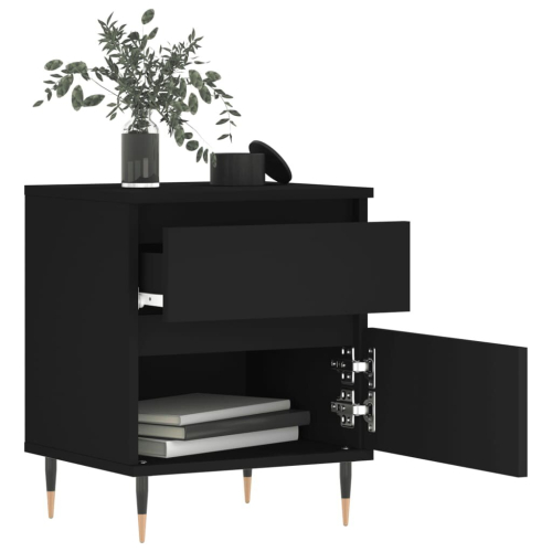 VidaXL (black, 2 pcs) vidaXL Bedside Cabinets Nightstand Side Table Bed Cabinet Engineered Wood 2