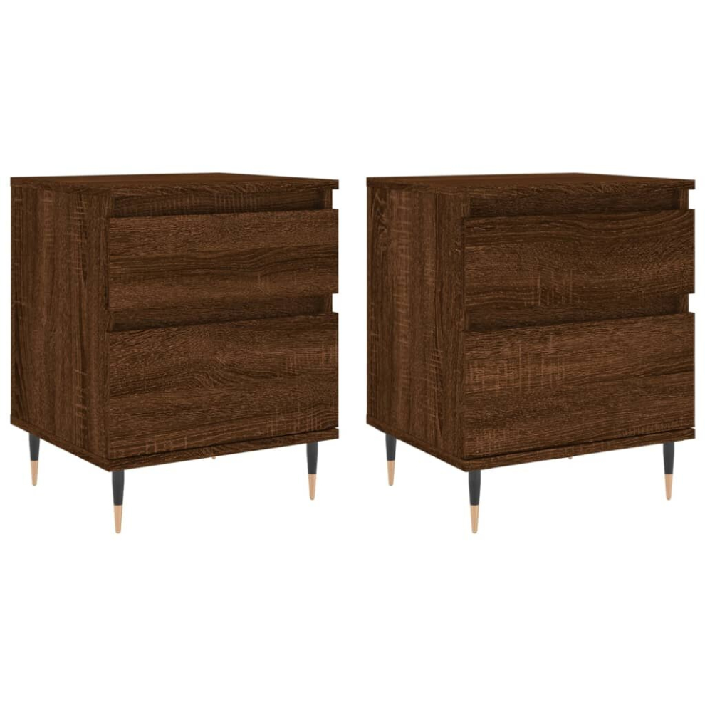 (brown oak, 2 pcs) vidaXL Bedside Cabinets Nightstand Side Table Bed Cabinet Engineered Wood