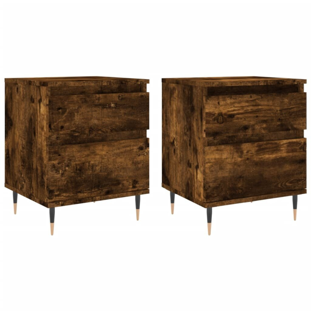 Vidaxl (Smoked Oak, 2 Pcs) Bedside Cabinets Nightstand Side Table Bed Cabinet Engineered Wood
