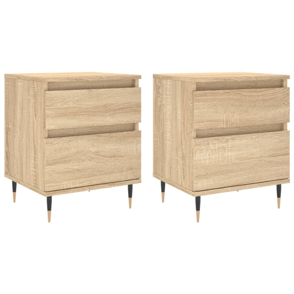 (sonoma oak, 2 pcs) vidaXL Bedside Cabinets Nightstand Side Table Bed Cabinet Engineered Wood