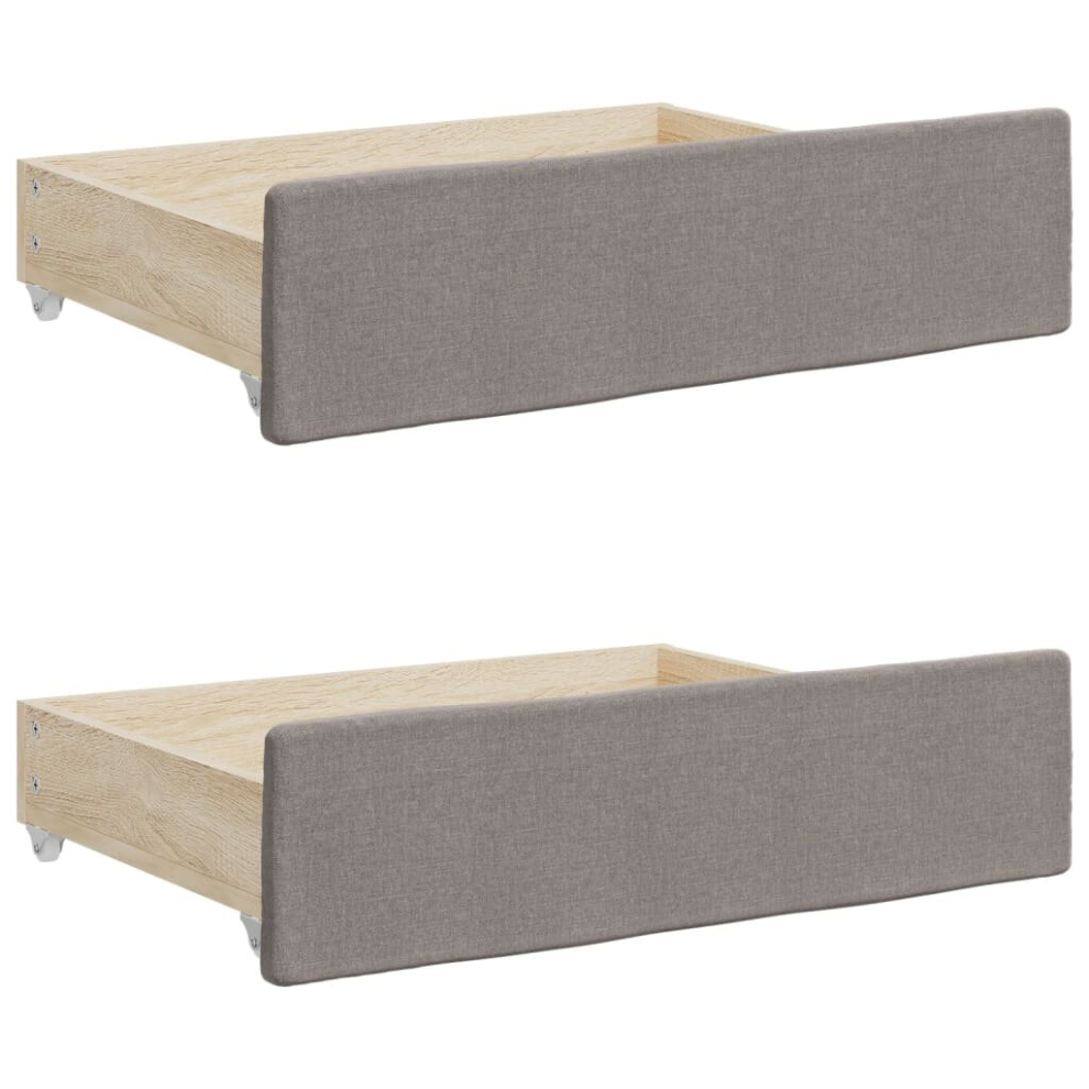 (taupe) vidaXL Bed Drawers Storage Unit Bed Box 2 pcs Taupe Engineered Wood and Fabric