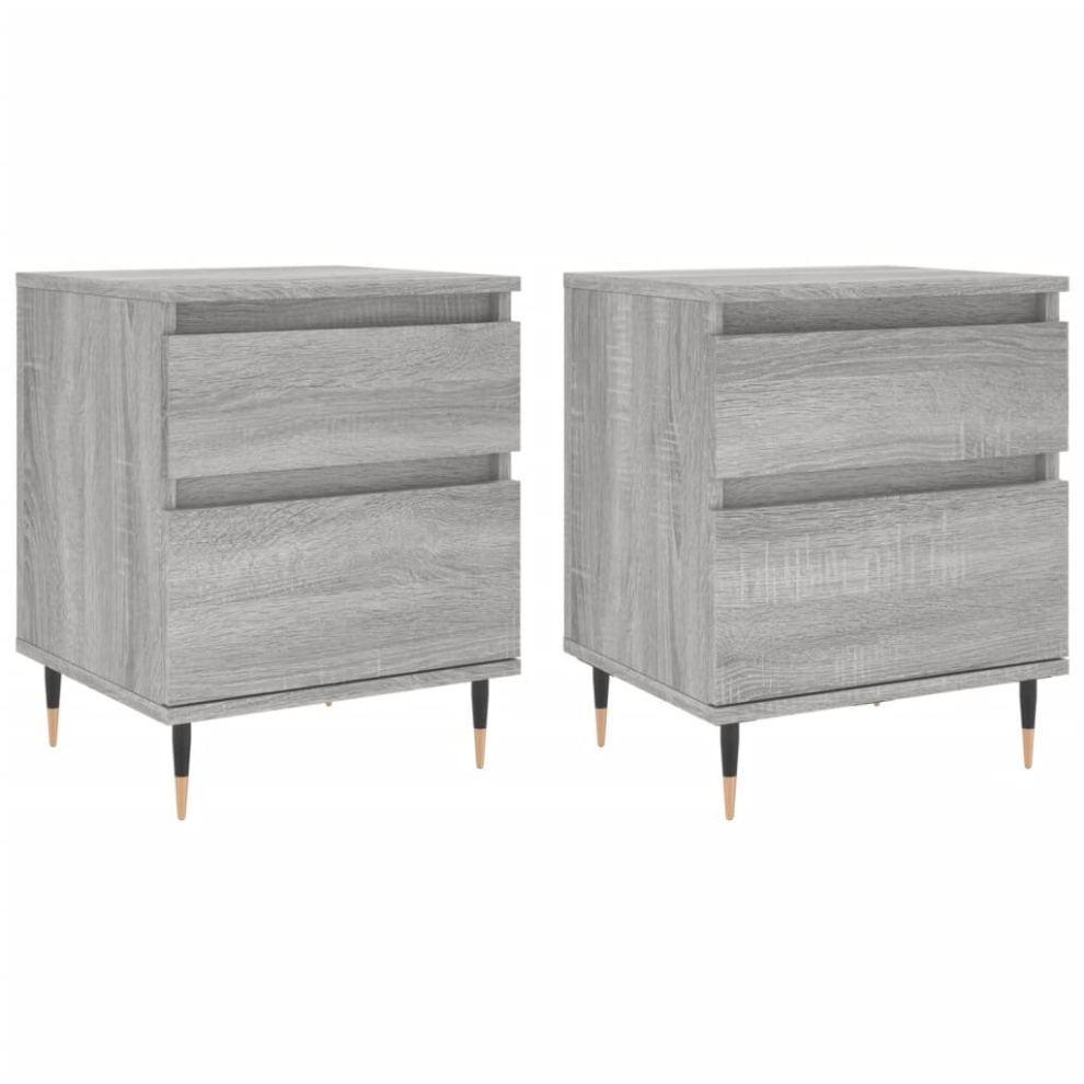 Vidaxl (Grey Sonoma, 2 Pcs) Bedside Cabinets Nightstand Side Table Bed Cabinet Engineered Wood