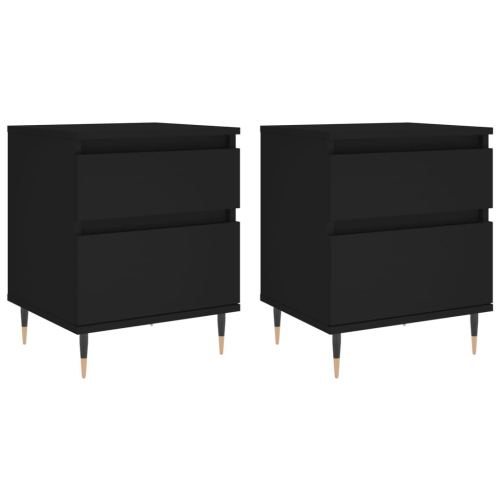 VidaXL (black, 2 pcs) vidaXL Bedside Cabinets Nightstand Side Table Bed Cabinet Engineered Wood 1