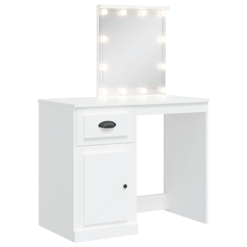 VidaXL (white) vidaXL Dressing Table with LED Lights Makeup Table Vanity Desk Cosmetic Table 1