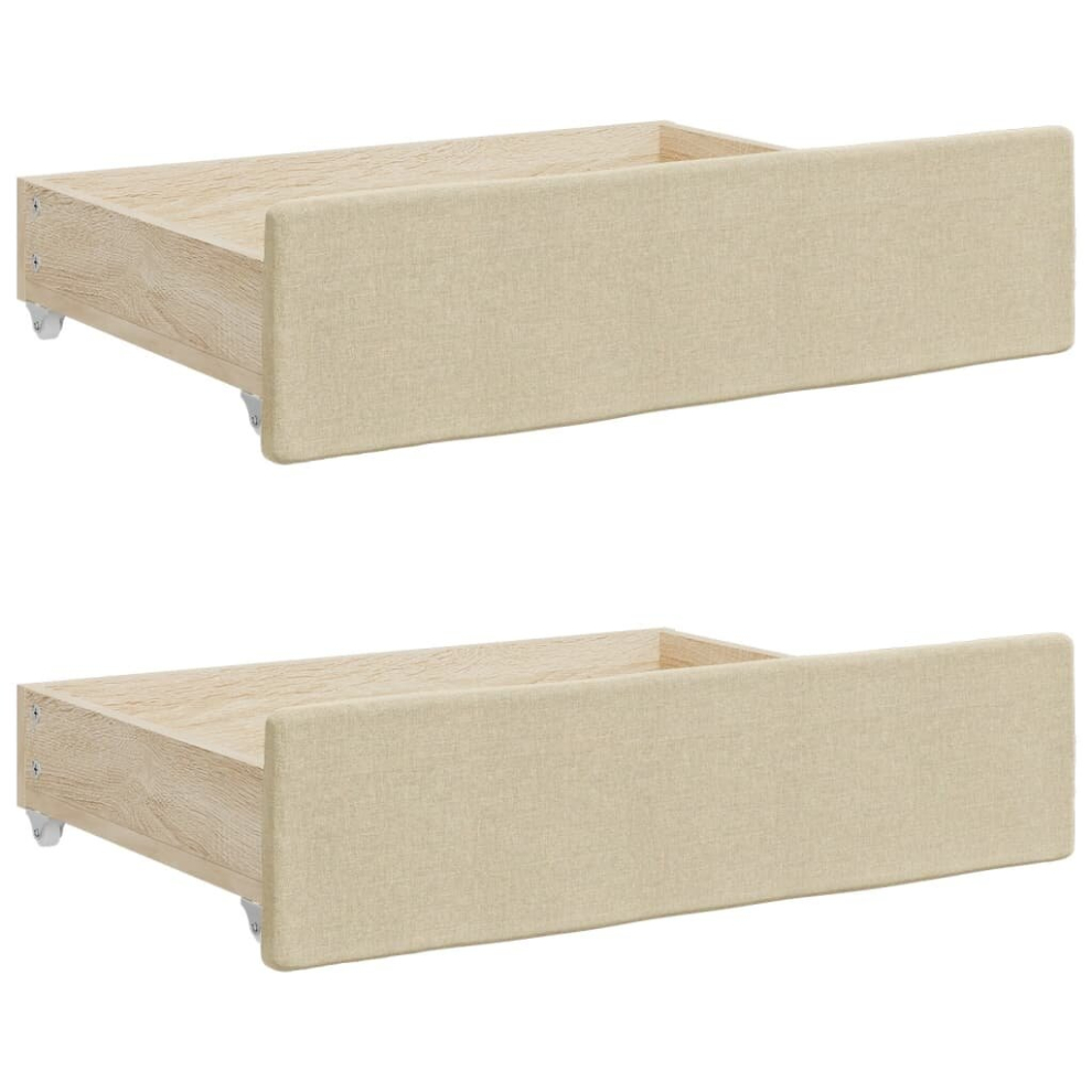 (cream) vidaXL Bed Drawers Storage Unit Bed Box 2 pcs Taupe Engineered Wood and Fabric