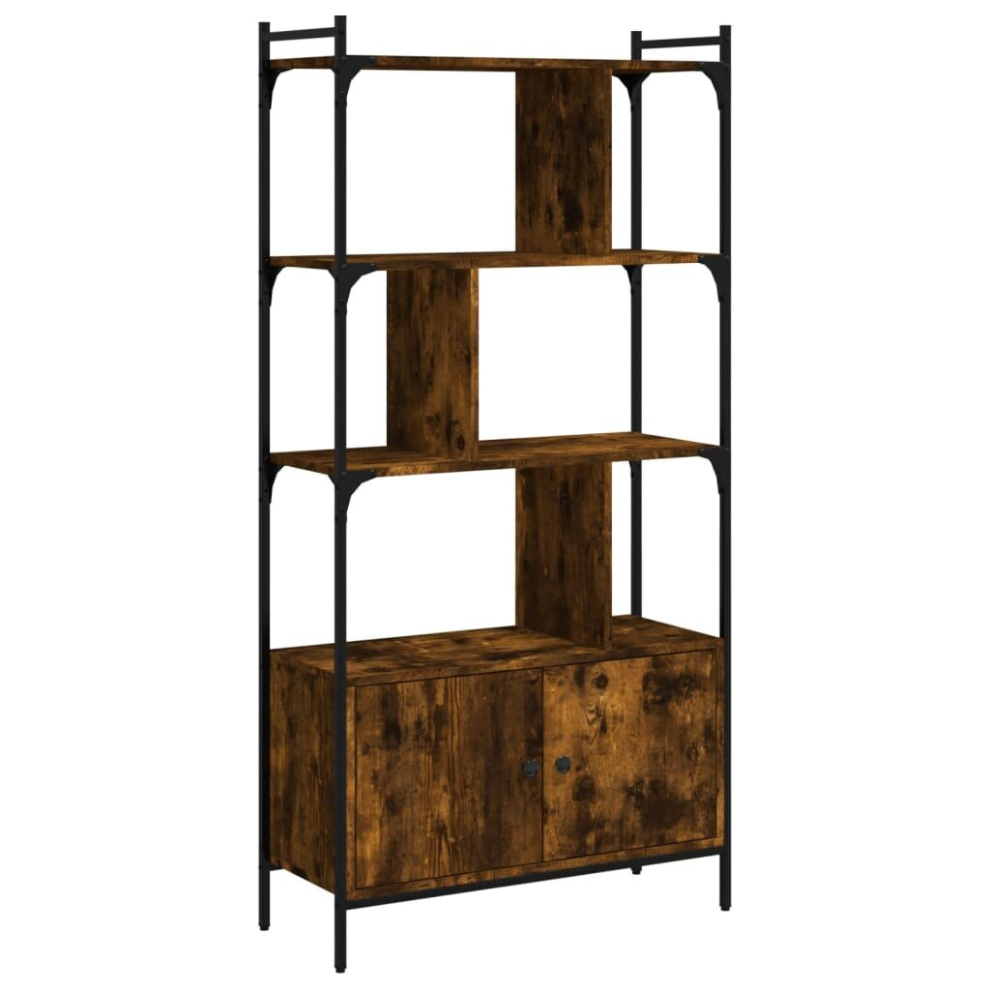 Vidaxl (Smoked Oak, 76.5 X 30 X 154.5 Cm) Bookcase With Doors Book Shelf Storage Shelf Organiser Engineered Wood