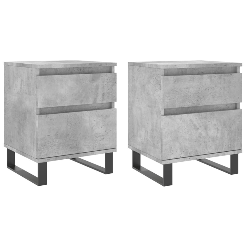 (concrete grey, 2 pcs) vidaXL Bedside Cabinets Nightstand Side Table Bed Cabinet Engineered Wood