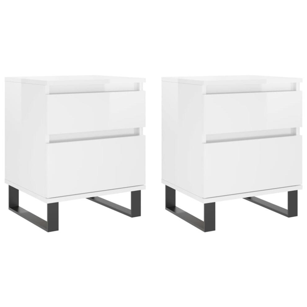 (high gloss white, 2 pcs) vidaXL Bedside Cabinets Nightstand Side Table Bed Cabinet Engineered Wood