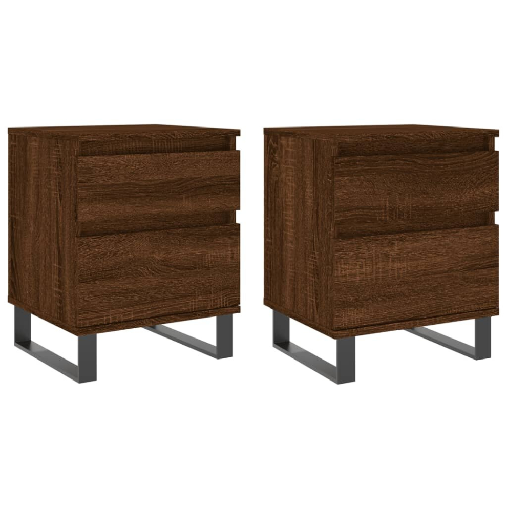 (brown oak, 2 pcs) vidaXL Bedside Cabinets Nightstand Side Table Bed Cabinet Engineered Wood