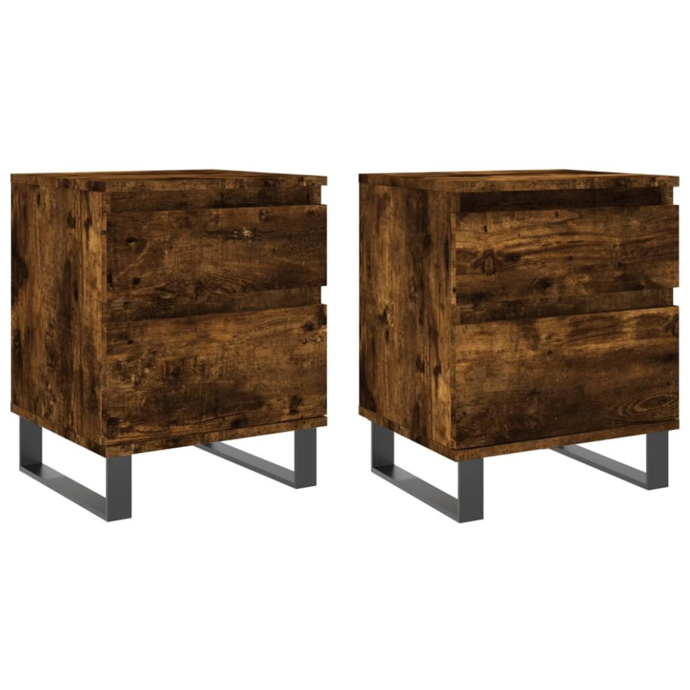 (smoked oak, 2 pcs) vidaXL Bedside Cabinets Nightstand Side Table Bed Cabinet Engineered Wood