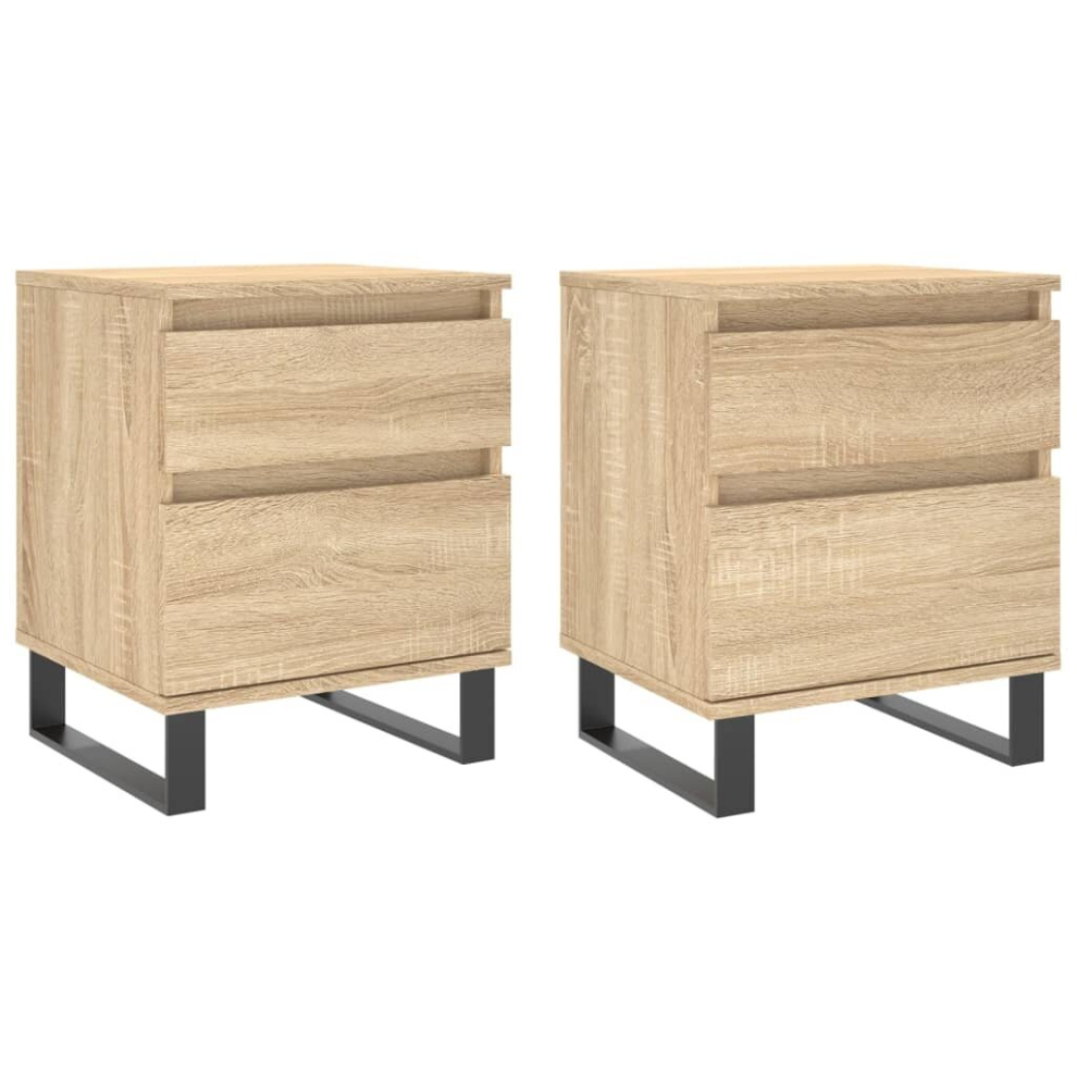 Vidaxl (Sonoma Oak, 2 Pcs) Bedside Cabinets Nightstand Side Table Bed Cabinet Engineered Wood