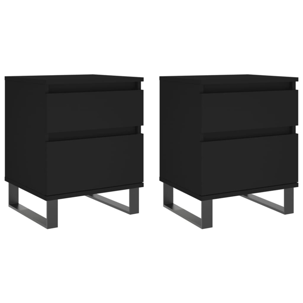 (black, 2 pcs) vidaXL Bedside Cabinets Nightstand Side Table Bed Cabinet Engineered Wood