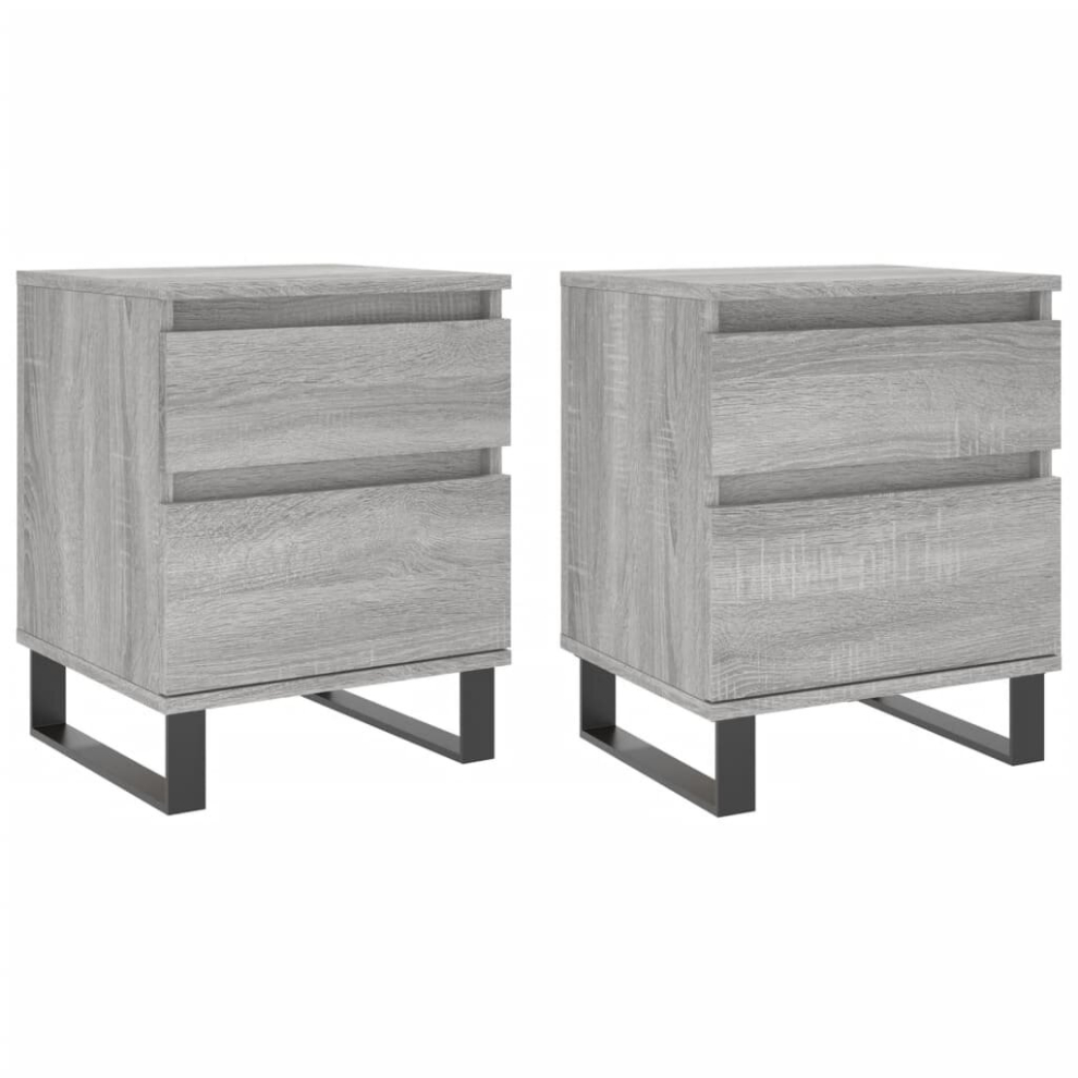 Vidaxl (Grey Sonoma, 2 Pcs) Bedside Cabinets Nightstand Side Table Bed Cabinet Engineered Wood