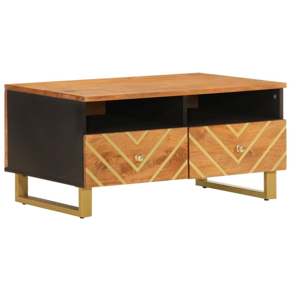 Vidaxl Coffee Table Tea Side Table Sofa Table Brown And Black Solid Wood Mango