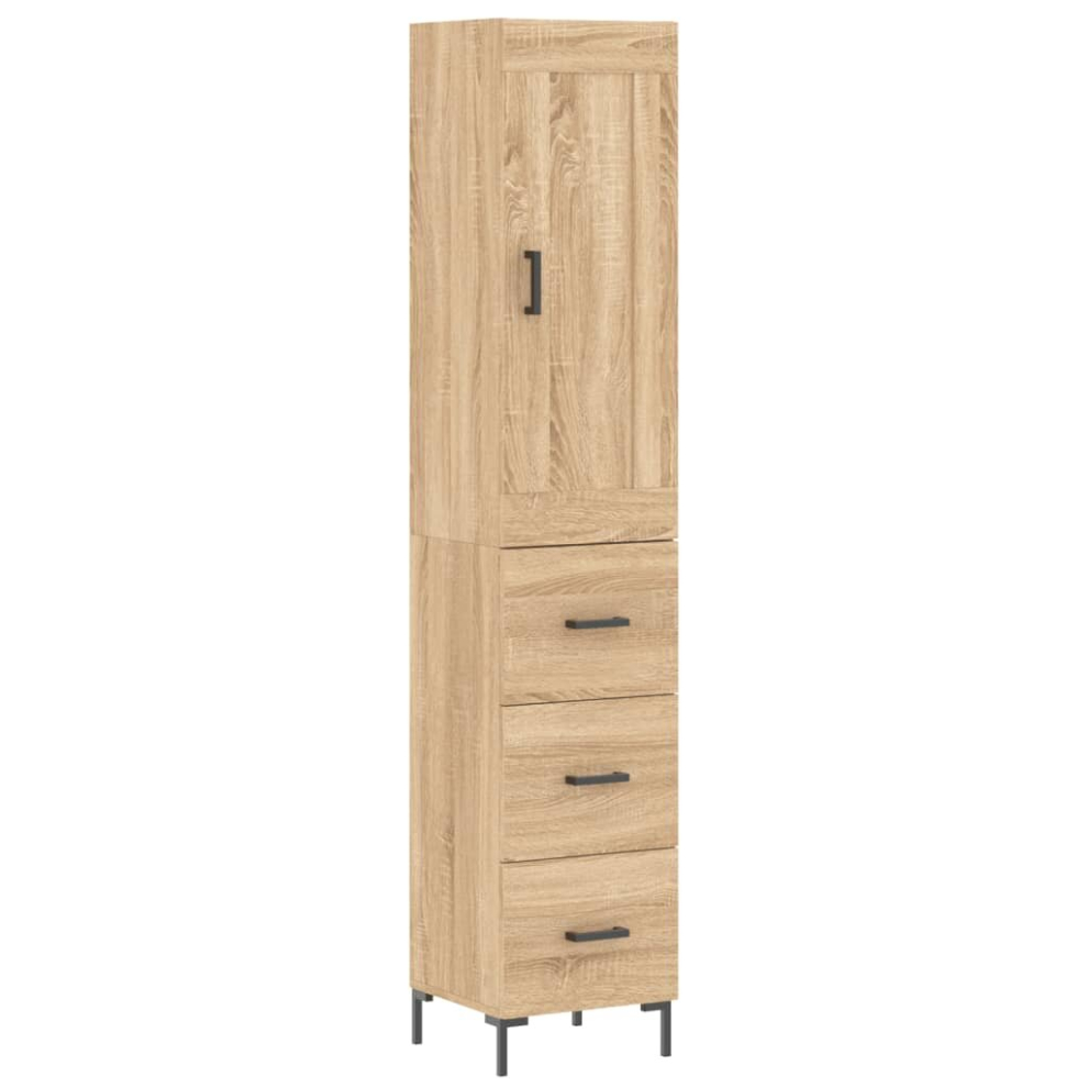 Vidaxl (Sonoma Oak, 3 Drawers) Highboard Sideboard Tall Storage Cabinet Side Cabinet Engineered Wood