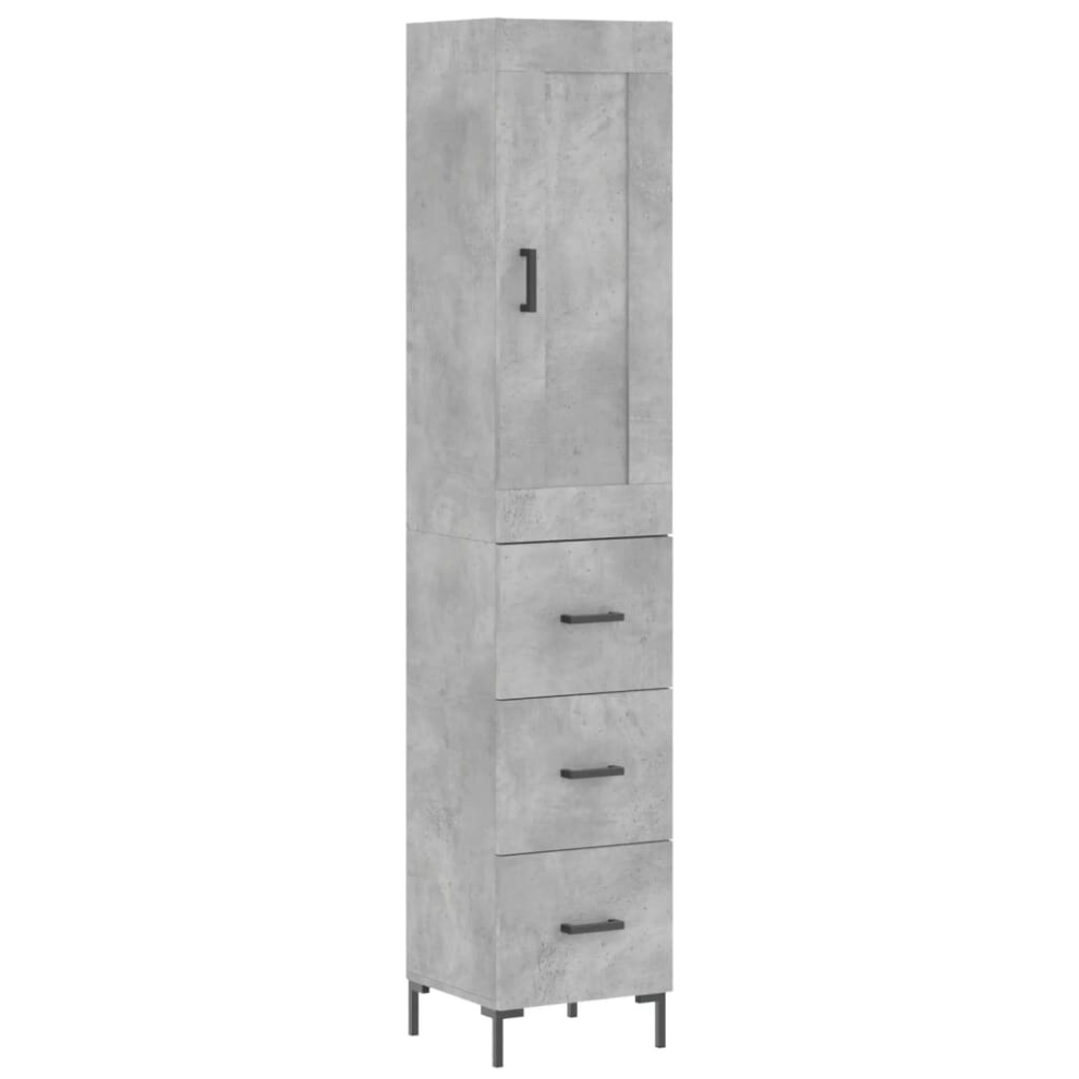 Vidaxl (Concrete 3 Drawers) Highboard Sideboard Tall Storage Cabinet Side Cabinet Engineered Wood Grey