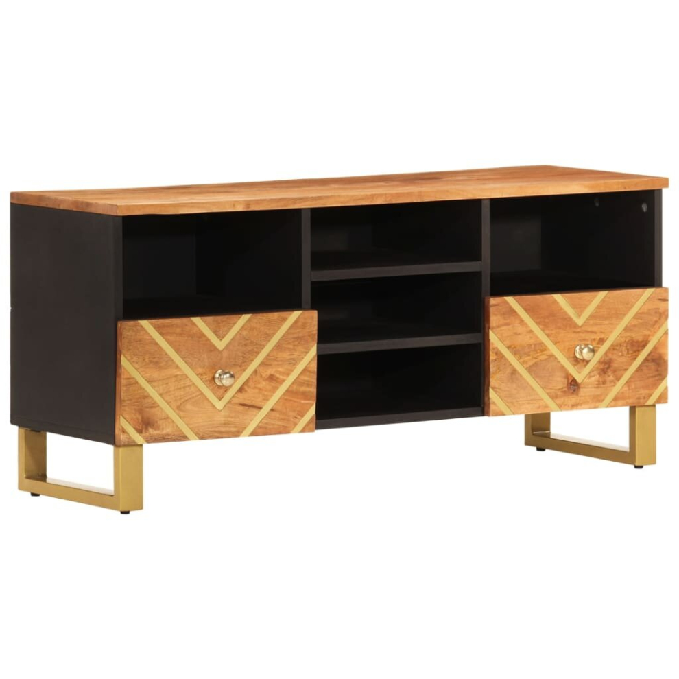 vidaXL TV Cabinet TV Unit Cabinet TV Stand Brown and Black Solid Wood Mango