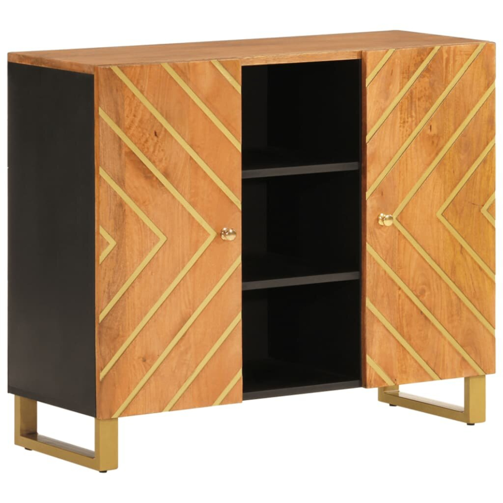 vidaXL Side Cabinet Sideboard Cabinet Cupboard Brown and Black Solid Wood Mango