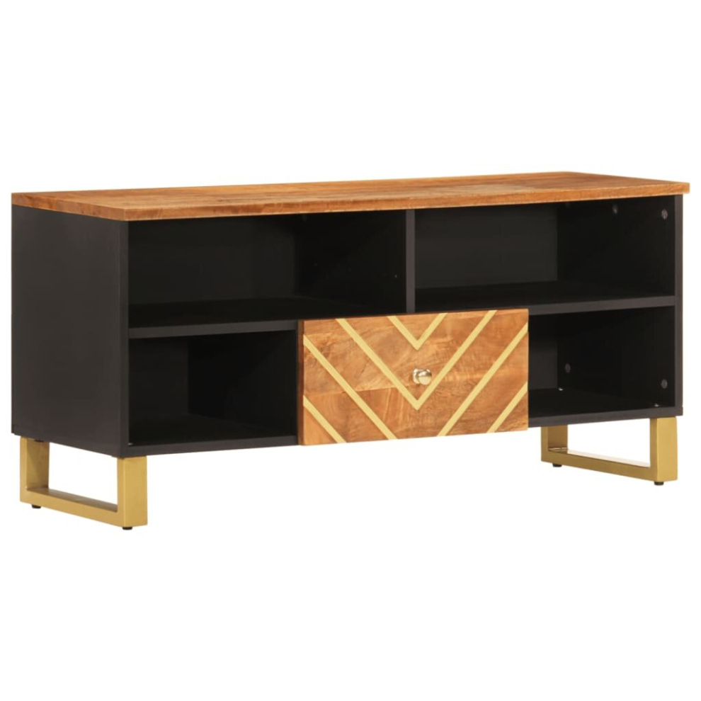 Vidaxl Tv Cabinet Tv Unit Cabinet Tv Stand Brown And Black Solid Wood Mango