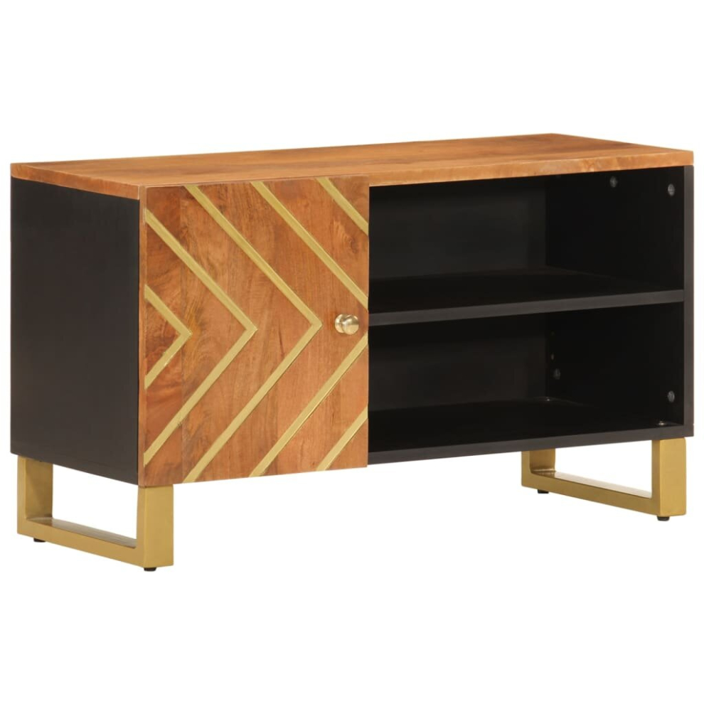 vidaXL TV Cabinet TV Unit Cabinet TV Stand Brown And Black Solid Wood Mango