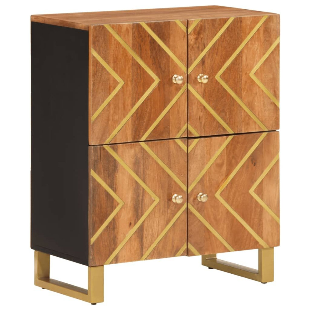 vidaXL Side Cabinet Sideboard Cabinet Cupboard Brown and Black Solid Wood Mango