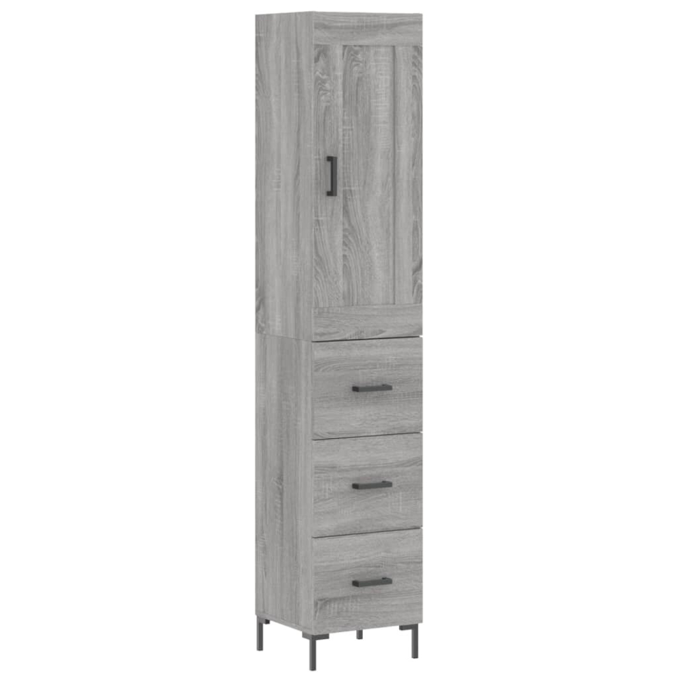 Vidaxl (Grey Sonoma, 3 Drawers) Highboard Sideboard Tall Storage Cabinet Side Cabinet Engineered Wood