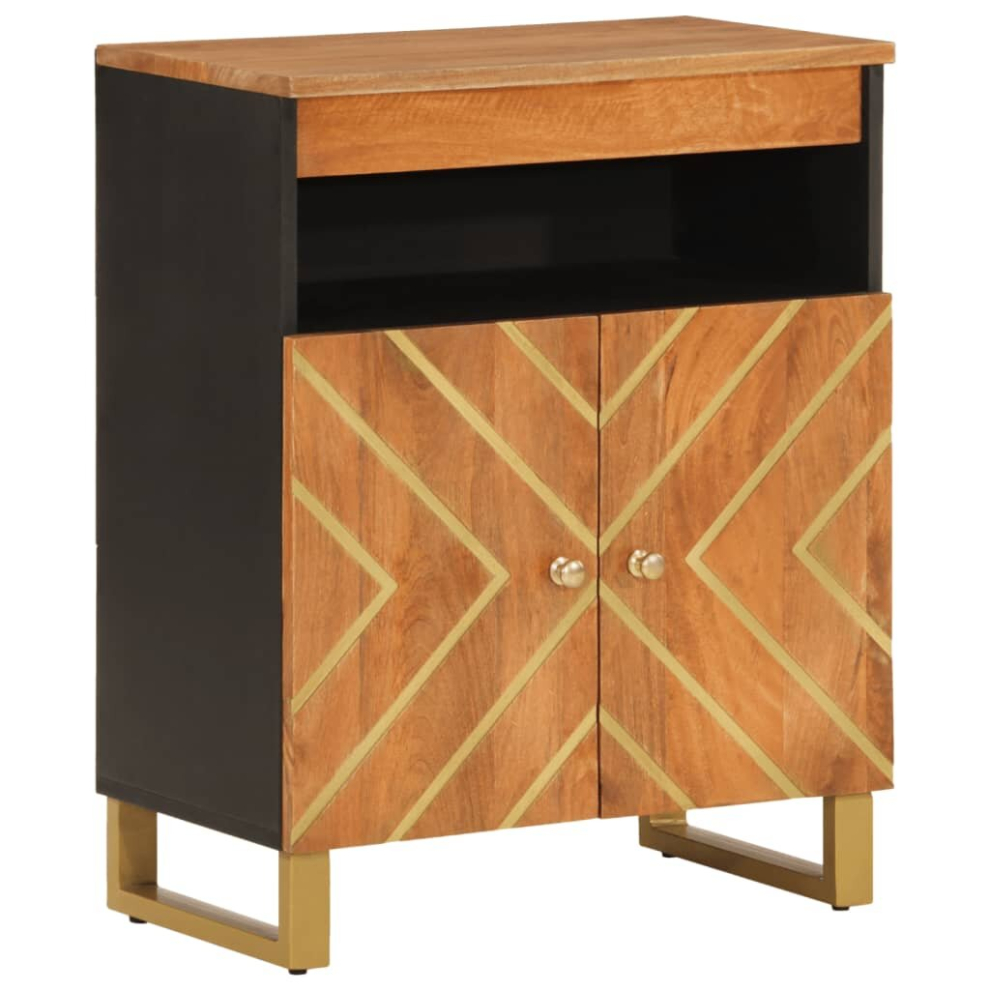 vidaXL Side Cabinet Sideboard Cabinet Cupboard Brown and Black Solid Wood Mango