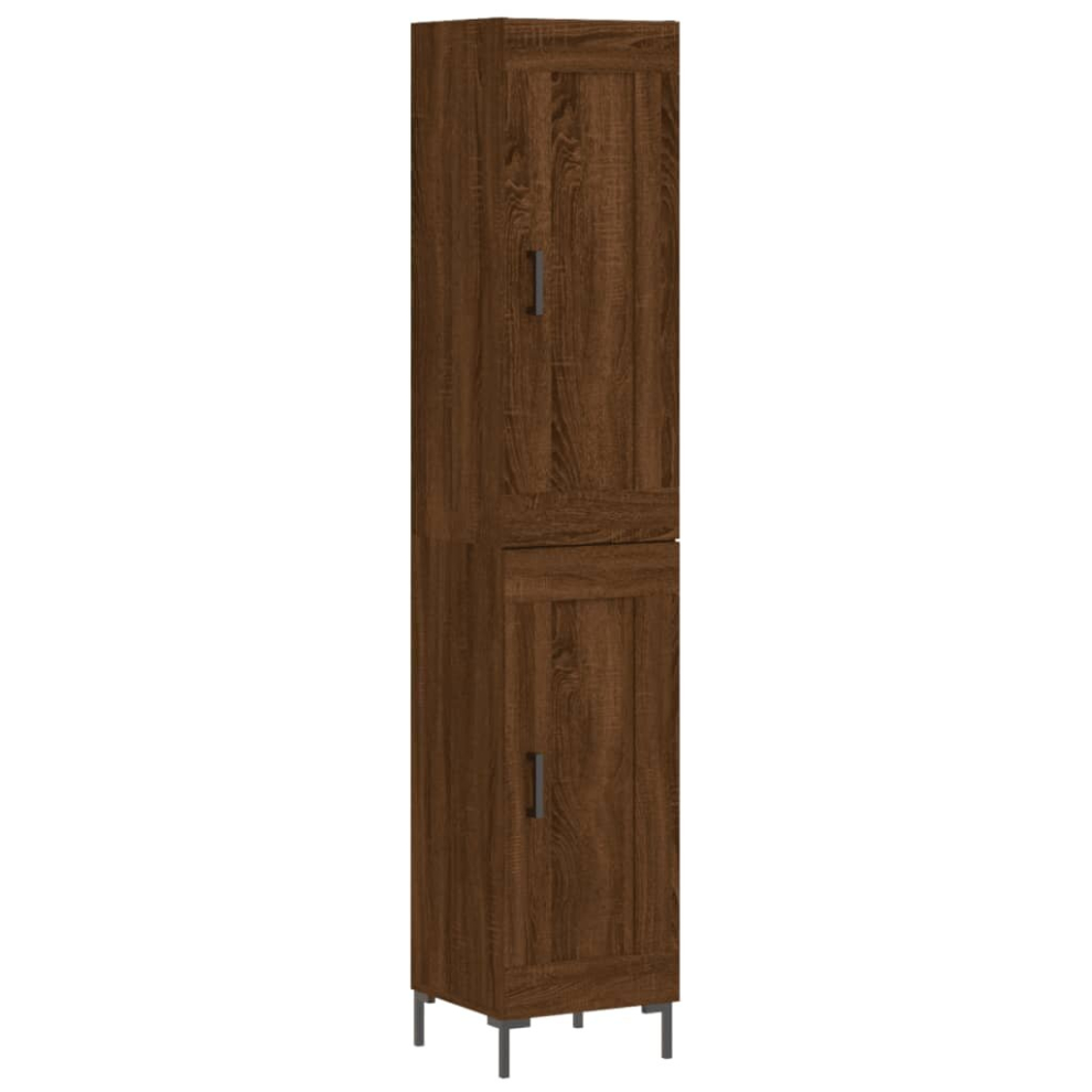 (brown oak, 1 wood door) vidaXL Highboard Sideboard Tall Storage Cabinet Side Cabinet Engineered Wood