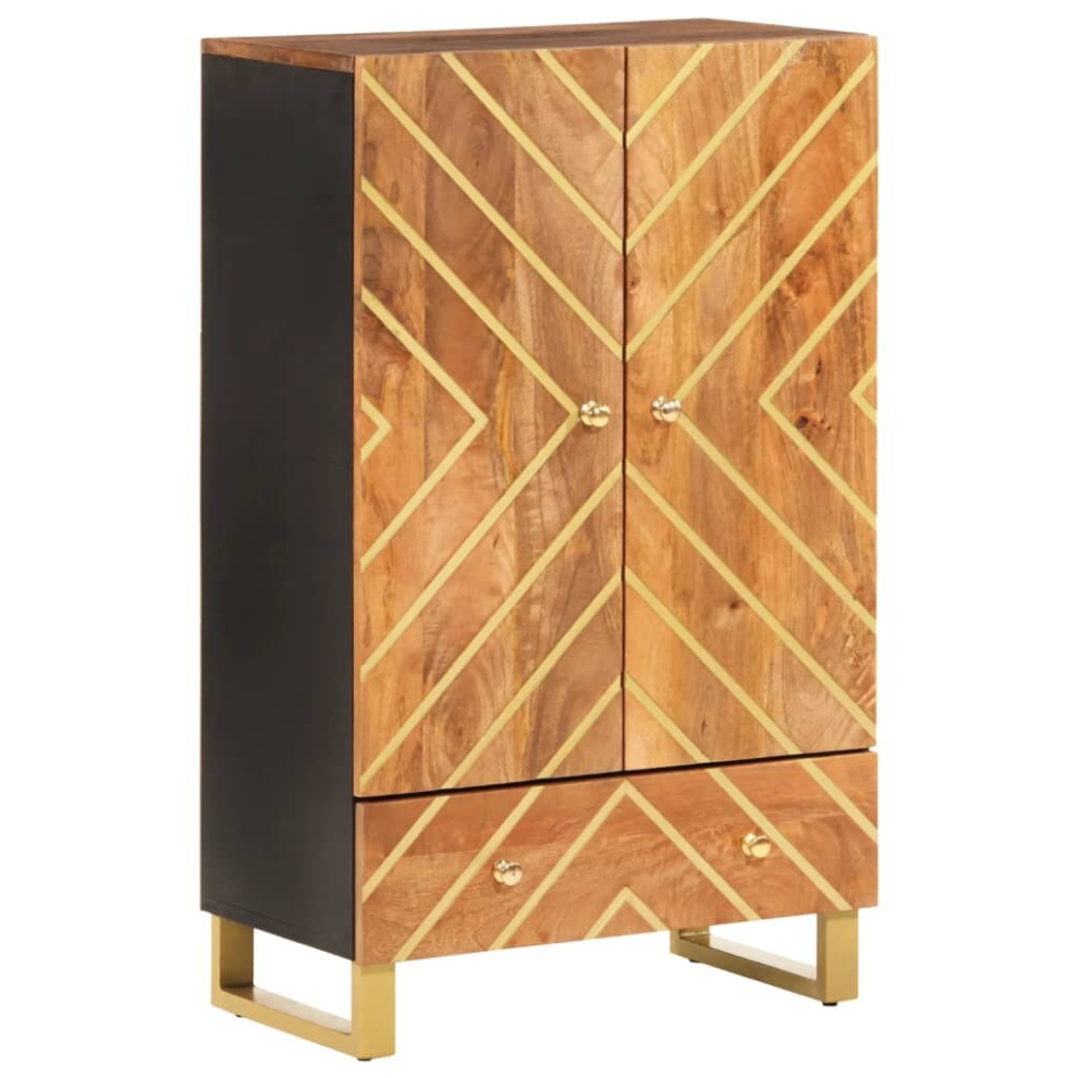 vidaXL Highboard Sideboard Cupboard Cabinet Brown and Black Solid Wood Mango