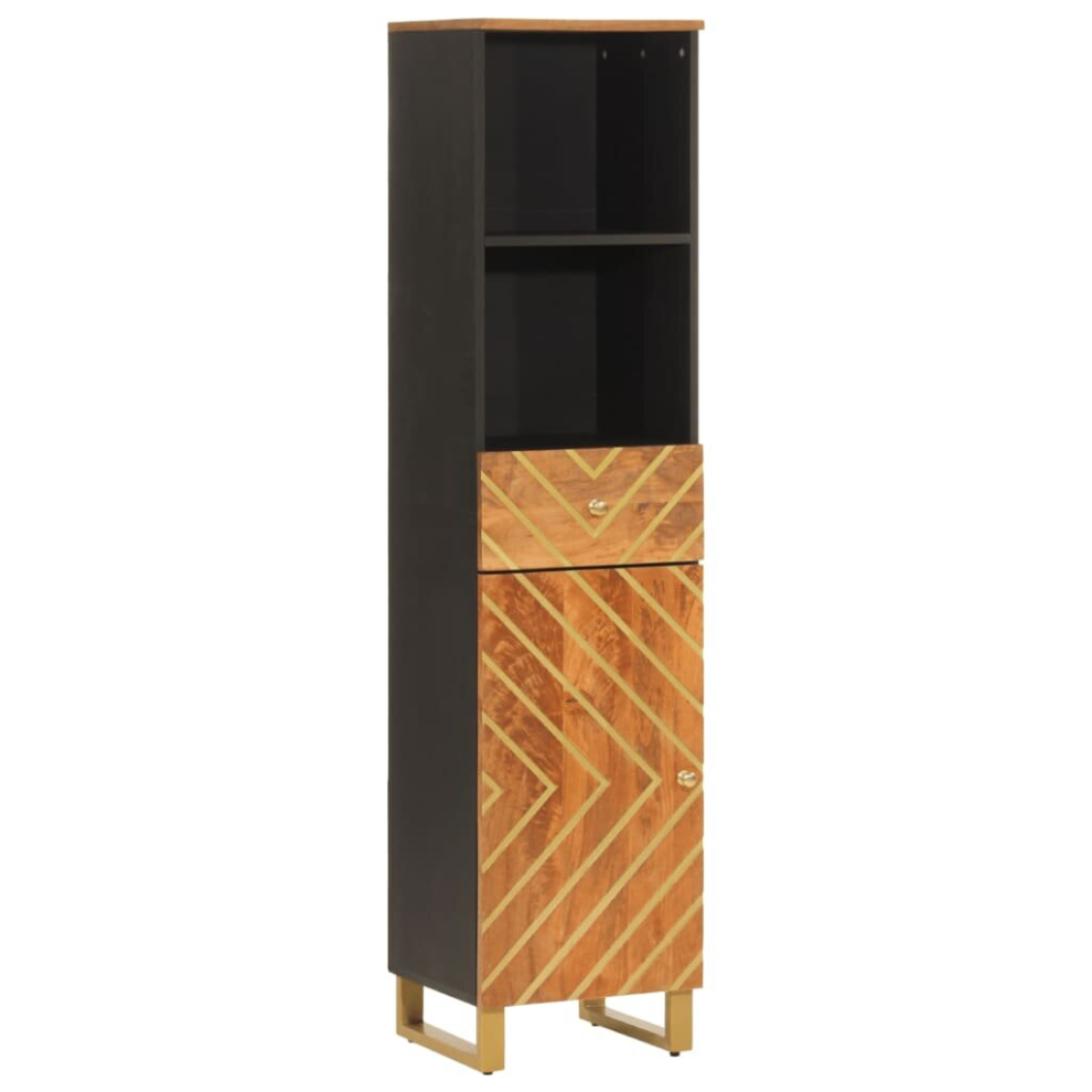 Vidaxl Bathroom Cabinet Cupboard Vanity Unit Brown And Black Solid Wood Mango