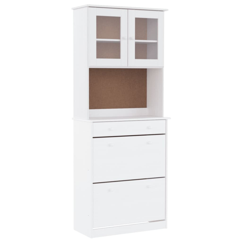 (white) vidaXL Highboard Sideboard Side Cabinet Storage Cabinet Solid Wood Pine ALTA