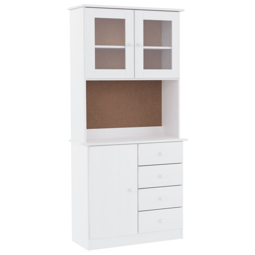 (white) vidaXL Highboard Sideboard Side Cabinet Storage Cabinet Solid Wood Pine ALTA