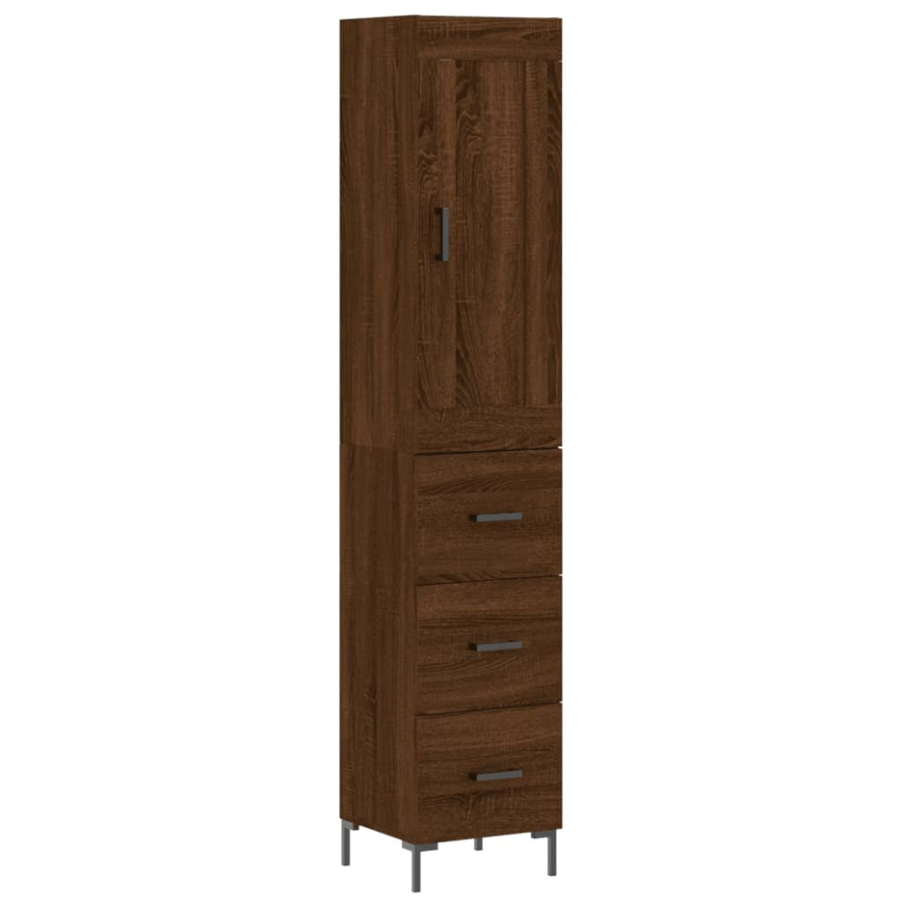 (brown oak, 3 drawers) vidaXL Highboard Sideboard Tall Storage Cabinet Side Cabinet Engineered Wood