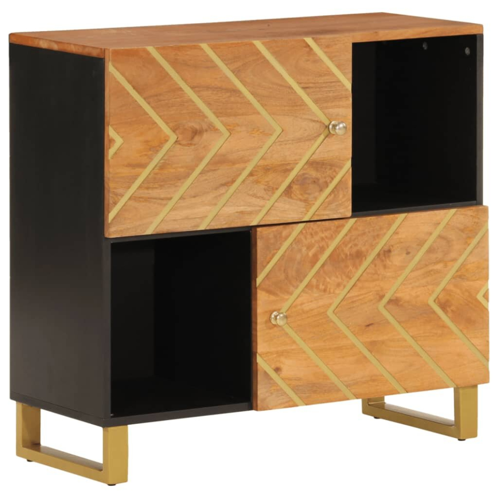 vidaXL Side Cabinet Sideboard Cabinet Cupboard Brown and Black Solid Wood Mango