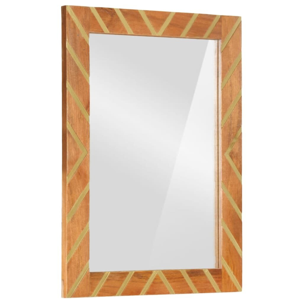 vidaXL Bathroom Mirror Wall-mounted Mirror Brown Solid Wood Mango and Glass