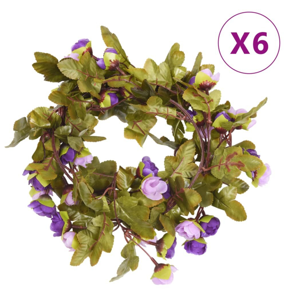 (purple) vidaXL Artificial Flower Garlands Fake Flowers Artificial Plants 6 pcs Pink