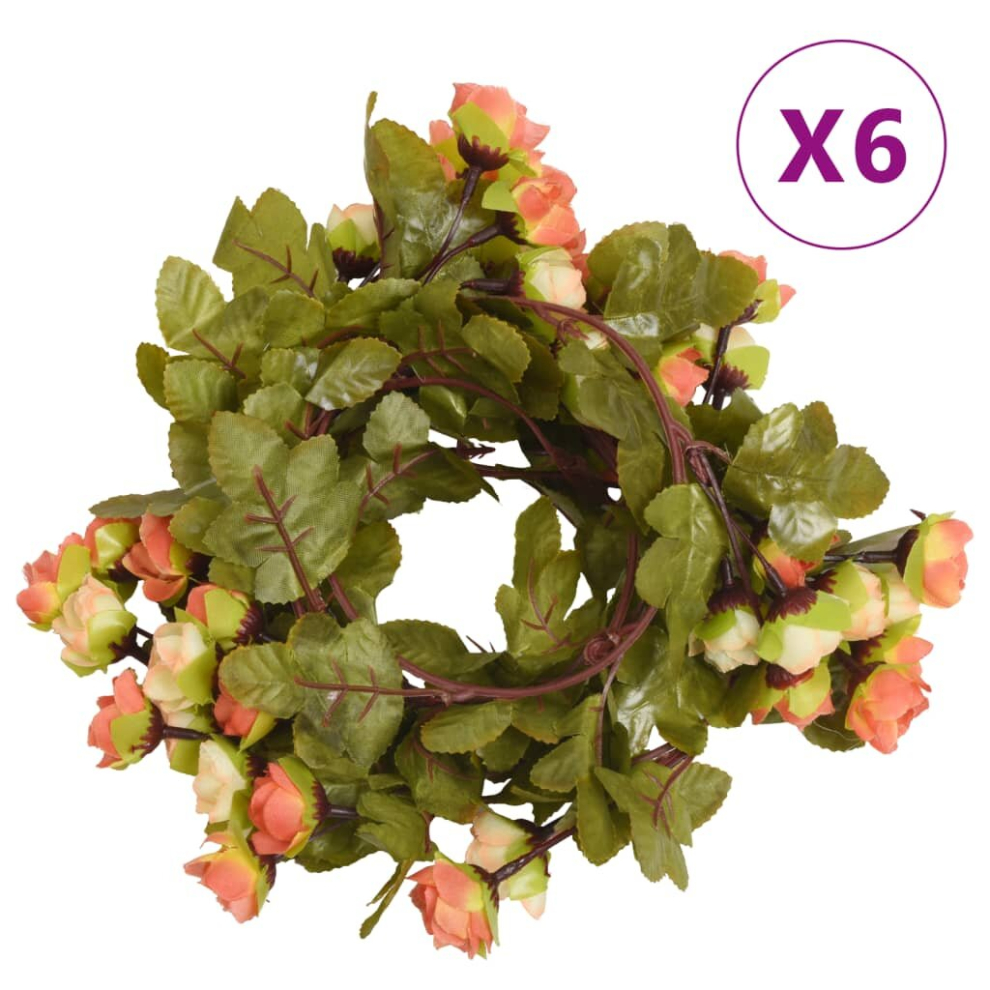 Vidaxl (Red) Artificial Flower Garlands Fake Flowers Artificial Plants Decor 6 Pcs Red