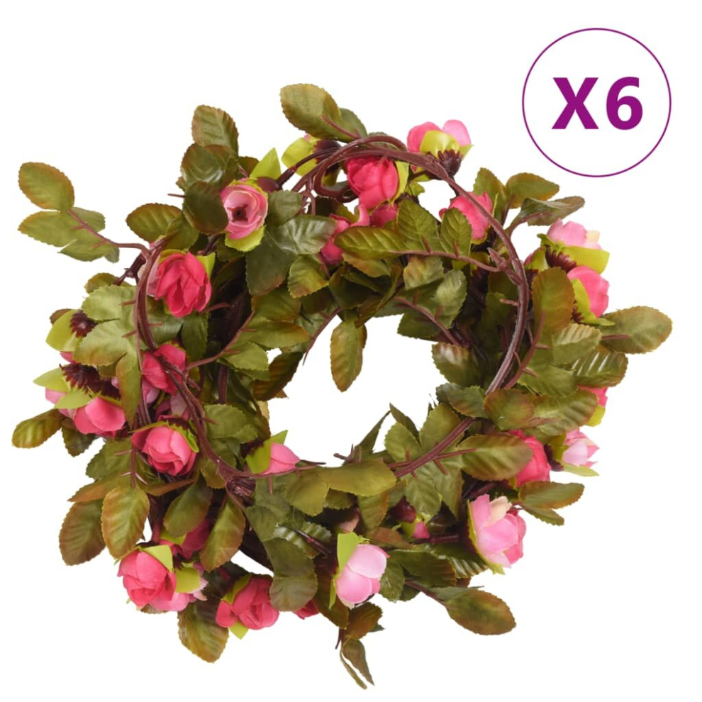 (rose) vidaXL Artificial Flower Garlands Fake Flowers Artificial Plants 6 pcs Pink