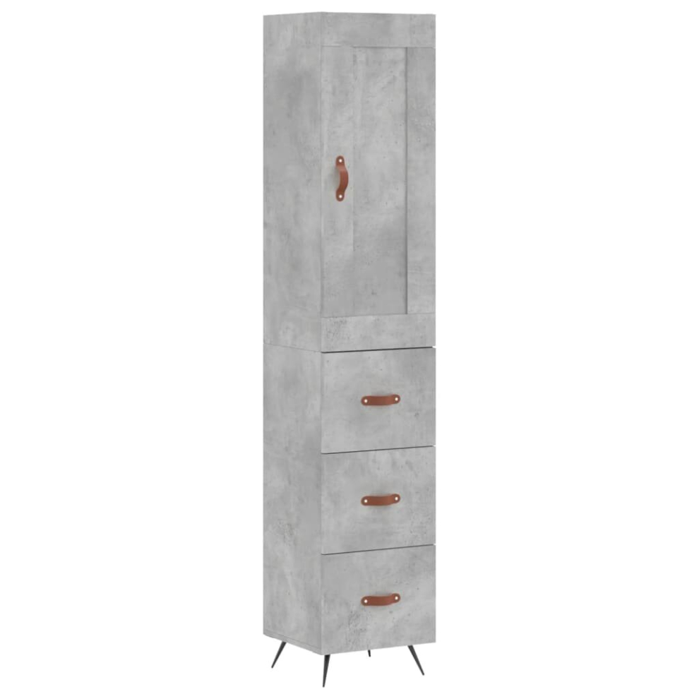 Vidaxl (Concrete 3 Drawers) Highboard Sideboard Tall Storage Cabinet Side Cabinet Engineered Wood Grey
