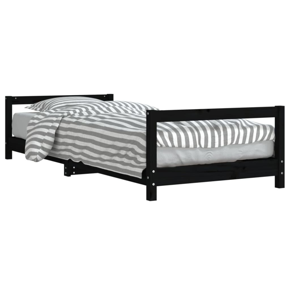 Vidaxl (Black, 90 X 200 Cm) Kids Bed Frame Wooden Bed Base Bedstead For Children Solid Wood Pine